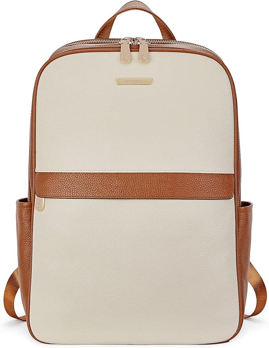 BOSTANTEN Genuine Leather 15.6 inch Laptop Backpack Purse for Women College Casual Backpack Travel Bag