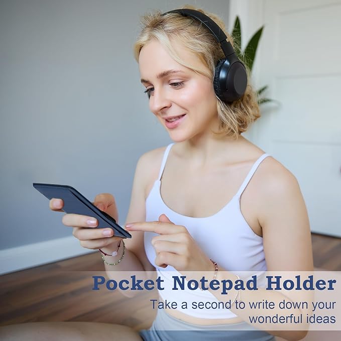 Index Card Holder 3 x 5 PU Index Card Wallet Portable Pocket Notepad Holder with 25 Lined Sheets Mini Note Card Holder Writing Case with Card Slot Note Card Case for Record Sports No Pen (Blue)