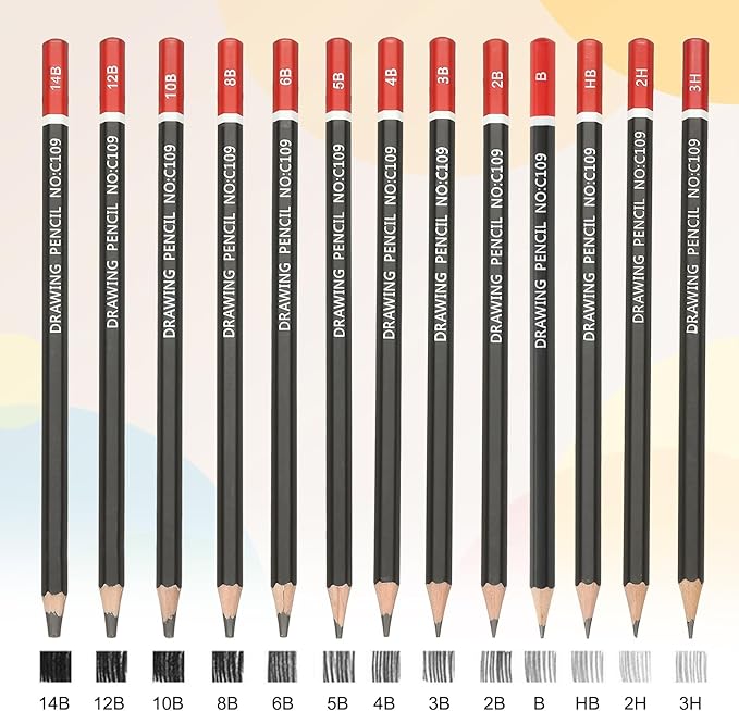 PATIKIL 24Pcs 2B Drawing Pencils for Sketching, Hexagonal Pre-sharpened Sketch Pencils for Drawing Writing Art Sketching Artists Beginners, Red/Black