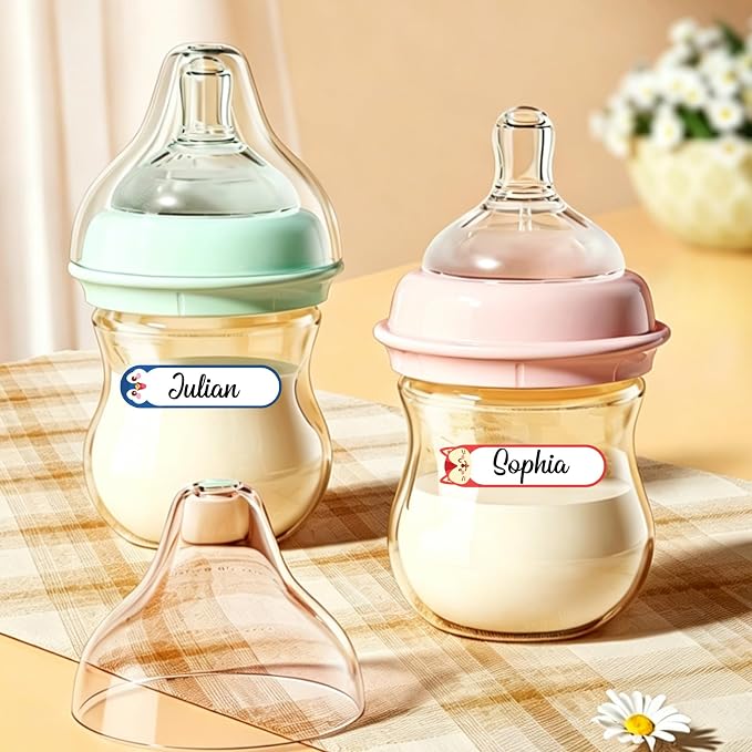 608PCS Daycare Labels, Bottle Name Labels for Kids (Animals) | Waterproof Labels for Bottles | Baby Name Label | Nursery and Preschool Essentials