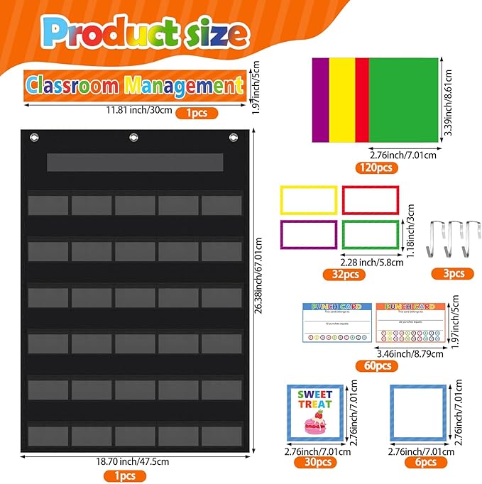 Pajean 253 Pcs Student Behavior Pocket Chart for Classroom Behavior Management Resources Track Reward Bulletin Board Customizable Class Jobs for Home Preschool Daycare Back to School Teacher Supplies
