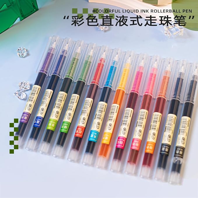 12 Colour Quick Dry Gel Pens, 0.5mm Fine Point Comfort Grip Gel Ink Pens Multi Colour Ink Aesthetic Journal Pen for Students Girls Boys Adults Writing Drawing School Office Supplies