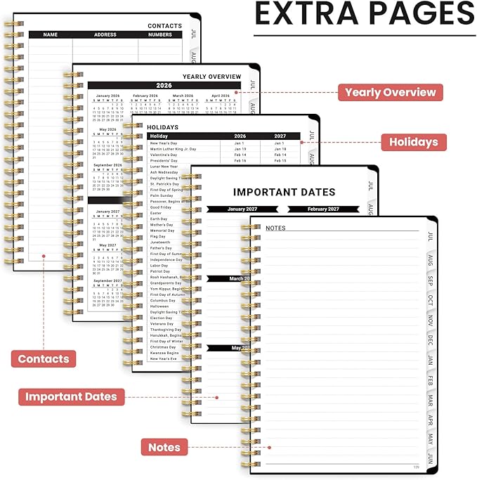 Planner 2026-2027, Academic Planner Weekly and Monthly, Jul 2026 - Jun 2027, Spiral Bound School Planning Tool with Tabs and Pocket, Perfect for Students & Teacher, 8.5" x 11", Hummingbird