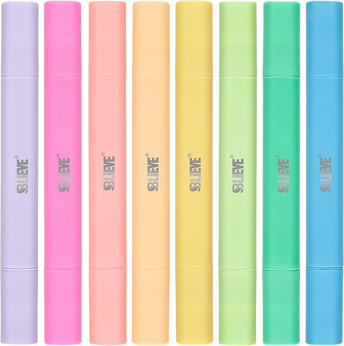 BLIEVE Aesthetic Cute Highlighters No Bleed Through, Dual Tip Chisel & Fine Point, Pastel Colors For Bible & Journaling