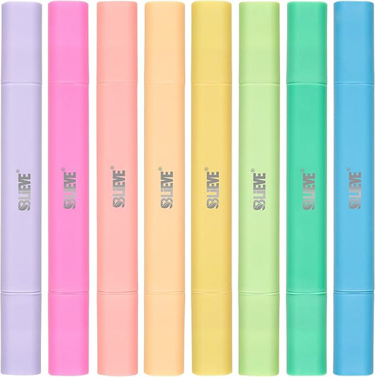 BLIEVE Aesthetic Cute Highlighters No Bleed Through, Dual Tip Chisel & Fine Point, Pastel Colors For Bible & Journaling