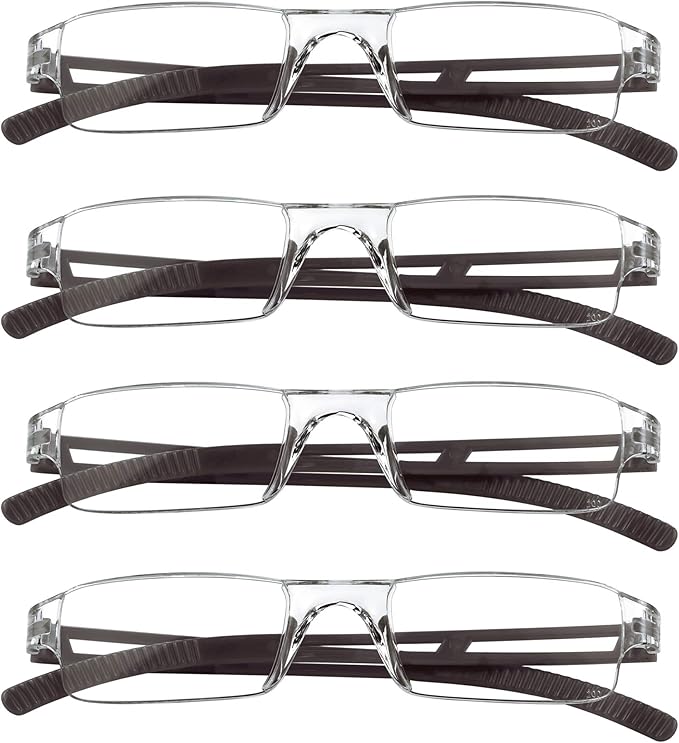 LifeArt 2/4 Pairs Reading Glasses, Blue Light Blocking Glasses, Computer Glasses for Men and Women, Rectangle Eyewear Frame