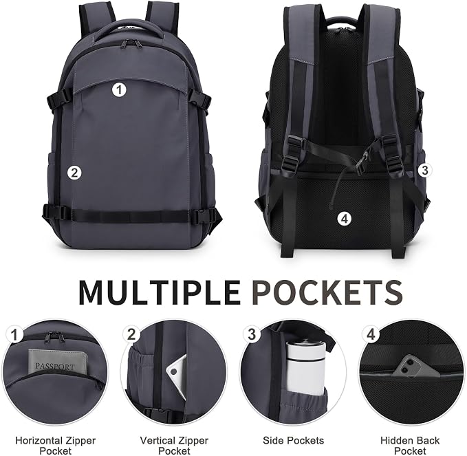 Travel Backpack Women Men Lightweight Laptop Daypack Grey Blue | fit 5.6" Laptop,TSA Approved Carry on Bag, Personal Item Travel Backpack