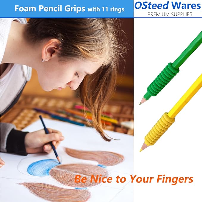 30 Pcs Foam Pencil Grips of 11 Rings for Kids and Adults Handwriting, 10 Colors Pencil Holder Grippers for Relieving Fingers, Mechanical Pencil Holder Cushion