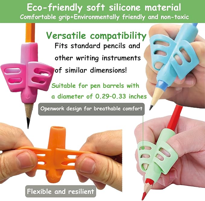 Pencil Grips for Kids - Toddler Writing Practice Tools, Handwriting Aid with Posture Correction for Beginners 3-7 Years, Autism Classroom & Preschool Must Haves, Daycare & Homeschool Essentials