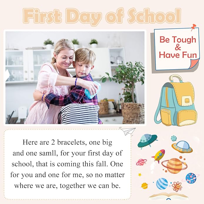 PINKDODO First Day of School Bracelet Back to School Gifts Mommy and Me Bracelets Mother Son Bracelet