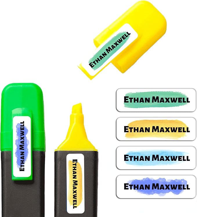 Custom Waterproof Dishwasher Safe Kid Name Labels for Daycare(128 Pack), Camp, School Supply, Baby Bottles, Lunch Boxes and Cups, Travel. Cute Personalized Design Name Stickers (Pattern 15)