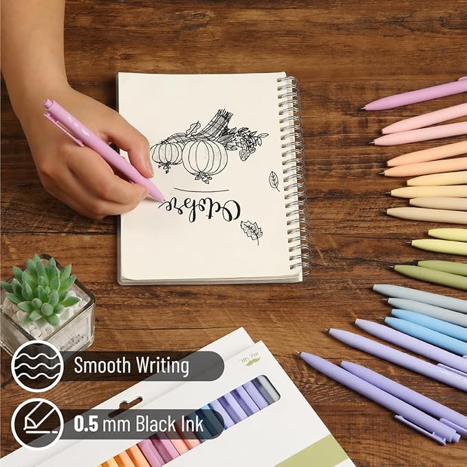 Mr. Pen- Retractable Gel Pens, 22 Pack, Black Ink, Mild Pastel Barrel, Fine Point 0.5 mm, Fast Dry, Smooth Writing, Cute Gel Ink Pens Bulk for Drawing, Writing Planner and School Supplies