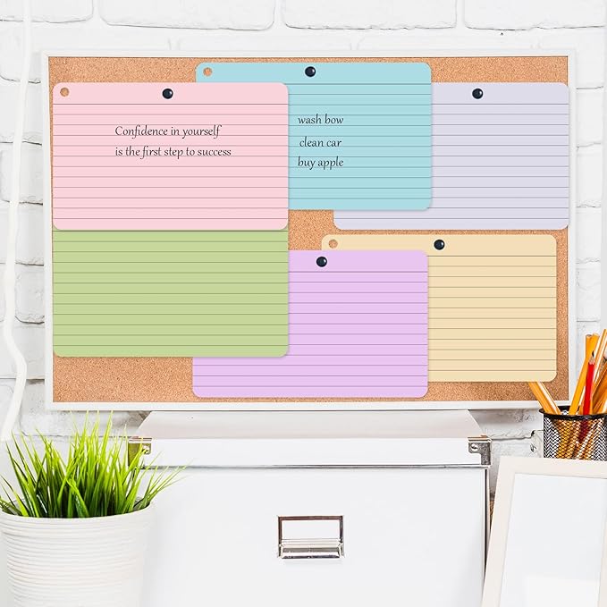 zmybcpack 6 Pack 360 Pcs Lined Index Cards 5 x 8 Inches, Assorted Colored Flash Cards with Ring, Lined Note Cards Study Flashcards for School, Office, College