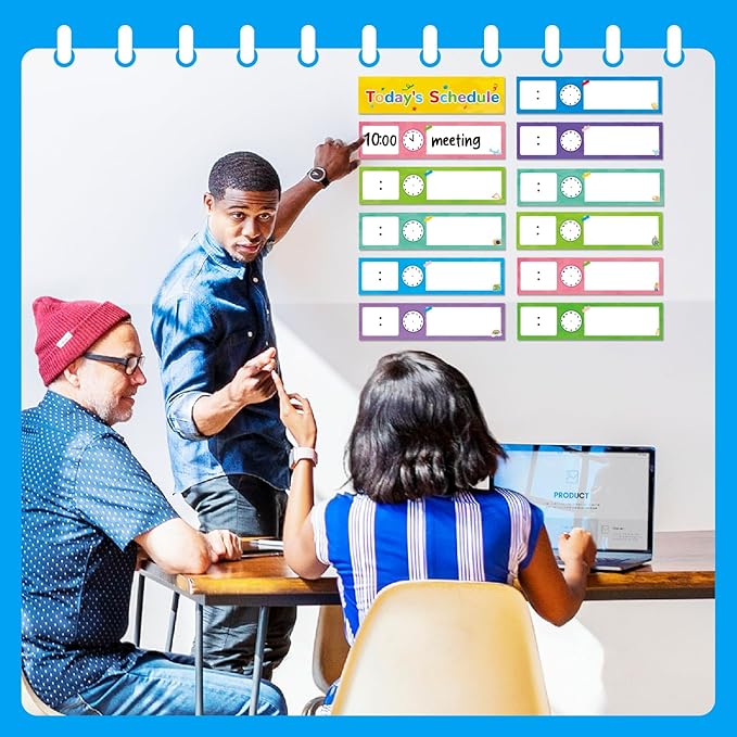 24 Pieces Daily Schedule Cards Schedule Board for Kids Teacher Schedule Chart Daily Routine Plan Classroom Pocket Chart for Office School Homeschool Supplies Decorations