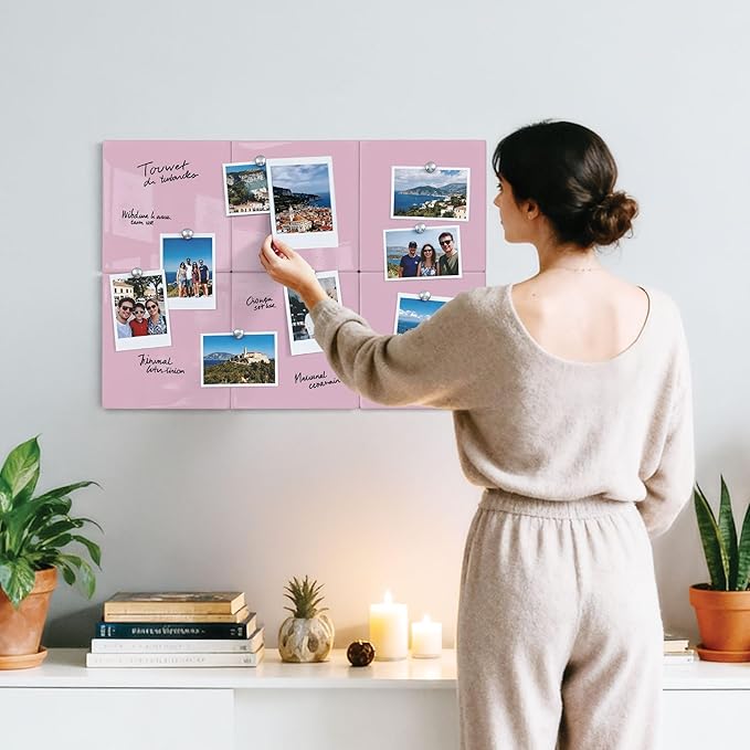 Comix Magnetic Board, 12 Pack Magnetic Whiteboard for wall, 11.8 x 11.8 Inches Dry Erase Board for Kids, Students, White Board Dry Erase Set for Fridge, Office and Home, Pink