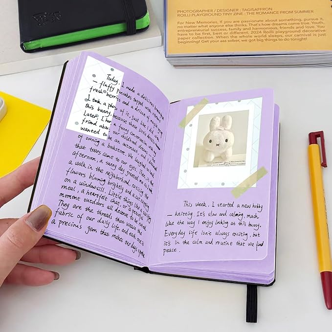 3.5x5.7inches Mixed Media Sketch Pad, 120GSM 32Sheets Folded Colored Paper Sketchbook for Drawing, Protable Hardcover Art Sketchbook for Painting, Writing, Journal.Purple