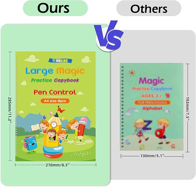 Tracing and Pen Control Activity Book，Magic Practice Copybook with Reusable Disappearing Pen for Fun Learning Preschool Activities for Kids Ages 3-8