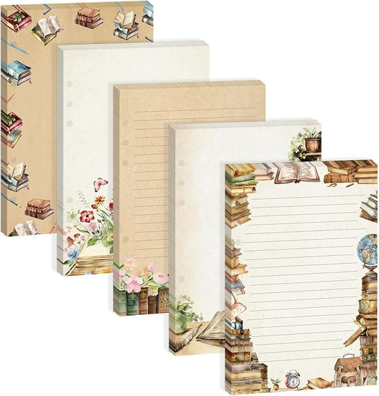 100 Sheets Vintage Book A5 Refills Papers for Planner Insert Binder, 120GSM Thick Reading Notebook Fillers, Book Lover 6 Hole Loose Leaf Papers for A5 6 Ring Binder Journal Diary Budget