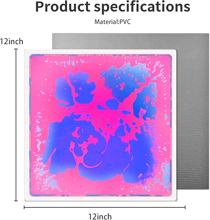 Liquid Sensory Floor Tiles for Kids: 12x12 Inch Active Play Mats for Kids Non-Toxic Leakproof - Non-Slip Color-Changing Pads Stress Relief & Motor Skills Toys for Autism Room