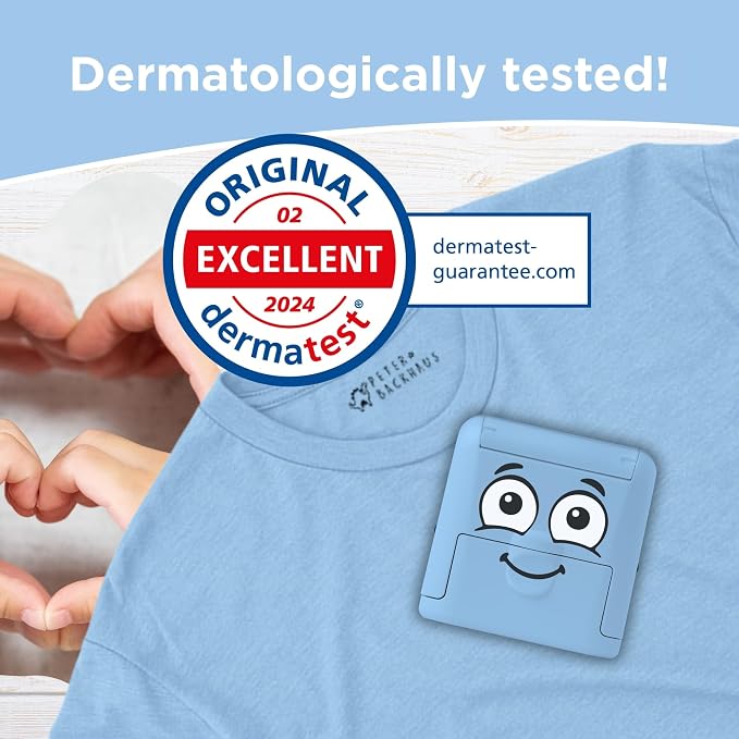 COLOP Marky Personalized Kids Name Stamp, Suitable for All Surfaces, Blue | Permanent Waterproof Clothing & Fabric Labeling, Clothing Stamp For Kids, Schools, & Daycare, Includes Labels and Thermo Tape