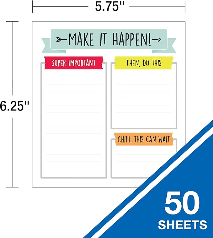 Carson Dellosa Aim High To Do List Notepad—5.75" x 6.25" Paper Stationery, Daily Checklist, Goals, Reminders, Notes, Motivational Organizer (50 sheets) (2 Pack)