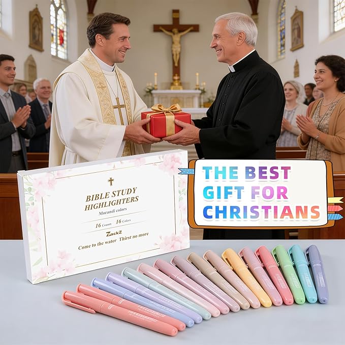 Pastel Bible Highlighter Markers 16 Pack, No Bleed, Cute Aesthetic Highlighters Assorted Colors Dry Quickly for Bible Study Journaling, Textbook Motivational Gift for Christians, Friends