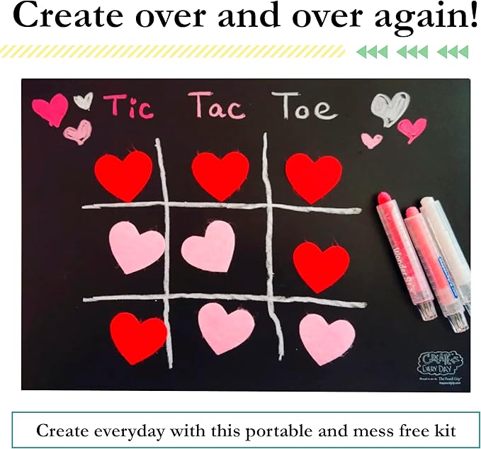 The Pencil Grip Black Board Playmat Kit with 8 Wonder Stix, 8-1/2" x 12", 4 Boards