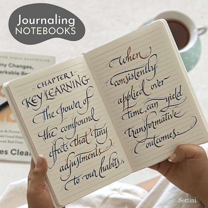 SETTINI Lined Journal, Ideal for Journaling - A5 Vegan Leather Notebook, 192 Archival-Quality Pages, QuillEase Bleed-Free Paper, Inner Pocket & Bookmark - White Heart
