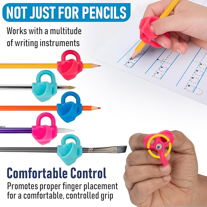 The Pencil Grip Pencil Grip The Classics Ring Grip Ergonomic Writing Aid, for Right or Left Handed Users, Assorted Colors, Pack of 6 (TPG-17306)