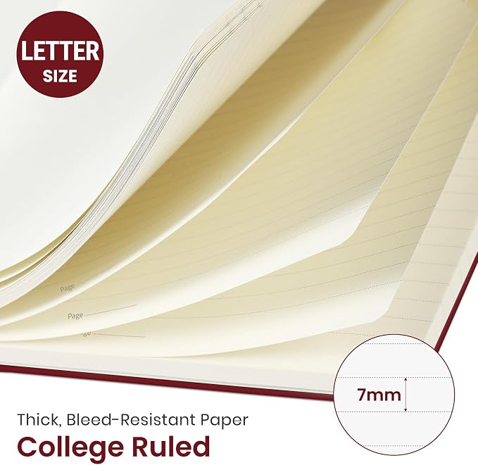 Taja Large Spiral Lined Notebook for Work, Journal for Women & Men
