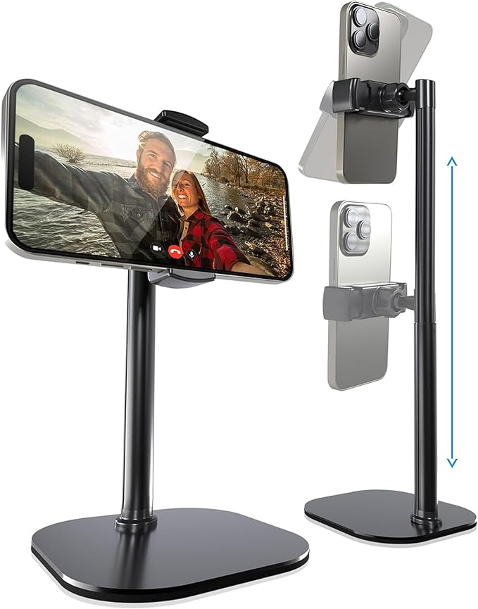 COOPER ChatStand, Adjustable Cell Phone Stand for Desk, Phone Stand for Recording, iPhone Holder for Filming, Small iPhone Tripod, Soporte para Celular, Fits Samsung, Android, (Night Black)