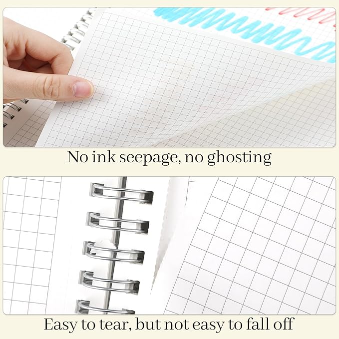 BESARME 2PCS 80 Sheets Large Graph Paper Spiral Notebook 8.5" × 11", A4 Graph Paper Notebook College Ruled Spiral Notebooks for School Office
