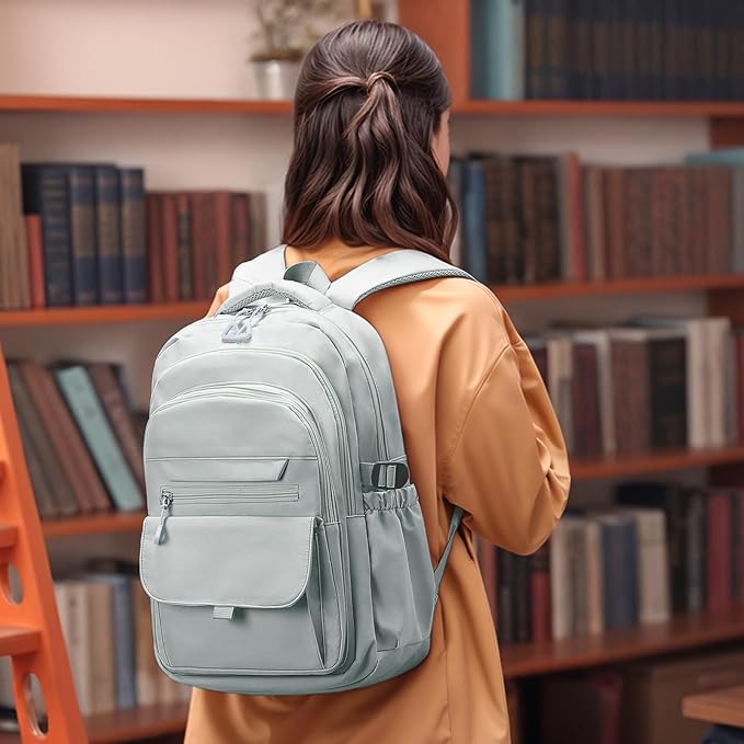 Aesthetic Daypack Backpack, Water-Resistant 15.6" Laptop Backpack for Women and Men, Featuring Touch-Fastener and Anti-Theft Pockets (Gray)