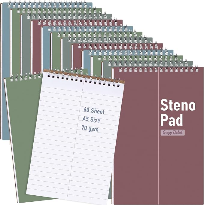 Eaasty 12 Pack Spiral Steno Pads Bulk Top Spiral Steno Notebooks