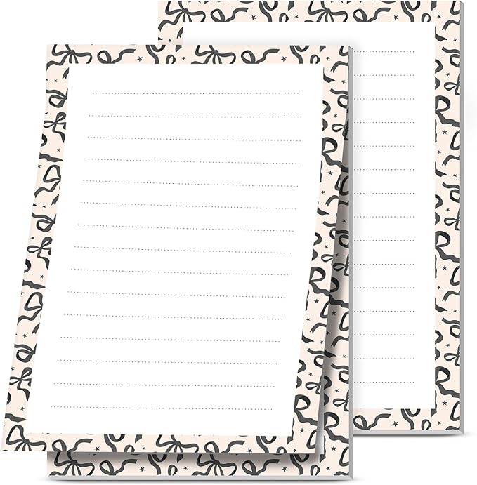 2 Pack Lined Sticky Notes 4x6 in, Cute Self-Stick Notepads with Lines, Large Memo Pads Strong Adhesive for Office, Home Cute Black Bowtie