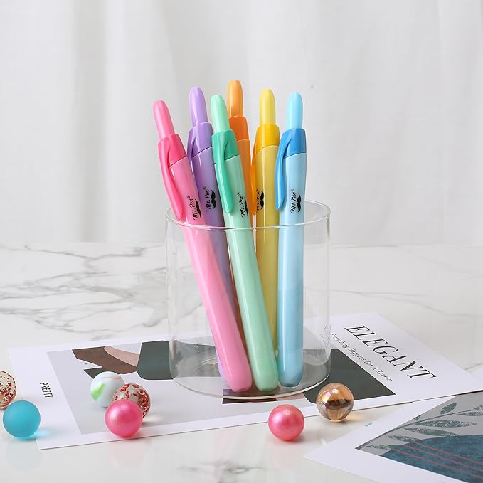 Mr. Pen- Retractable Highlighters, 6 Pack, Bright Colors, Chisel Tip Highlighter Marker Set, Click Highlighter Markers for Classroom, Journaling, Study Supplies, No Bleed On Standard Pages