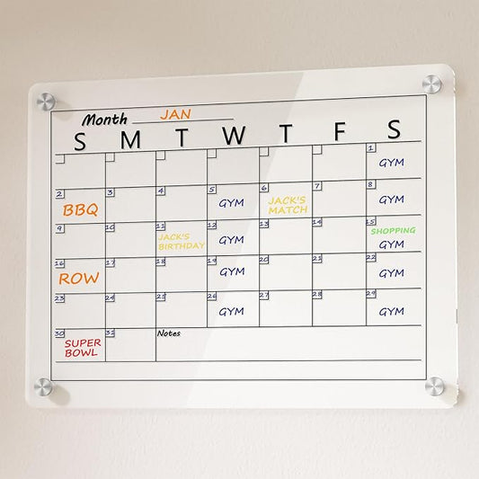 Neatsure Acrylic Calendar Whiteboard for Wall, 15"x11" Small Clear Monthly Planner Dry Erase White Board for List, Kitchen, Planning, Memo