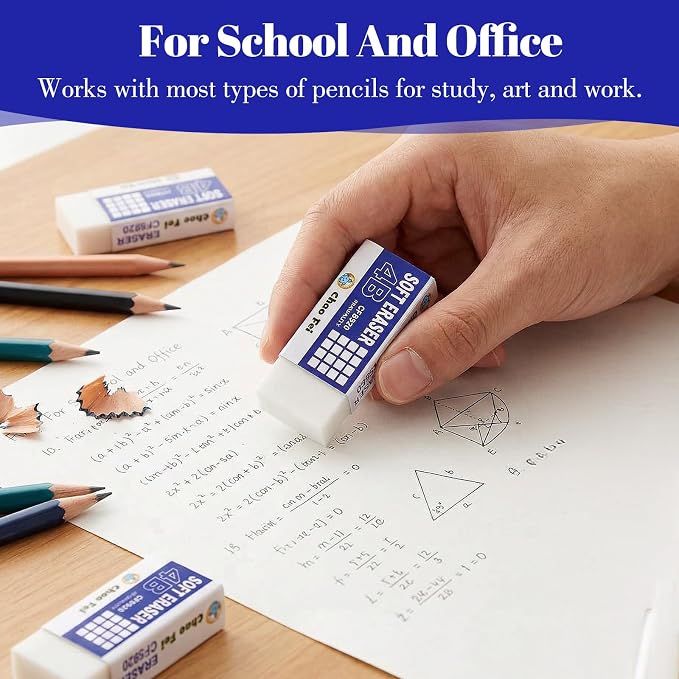150 PCS White Erasers Bulk, White Rubber Erasers Bulk for School, Office, and Art, Latex-Free Smudge-Free Pencil Eraser for Kids, Students, and Teachers, Classroom Supplies Set