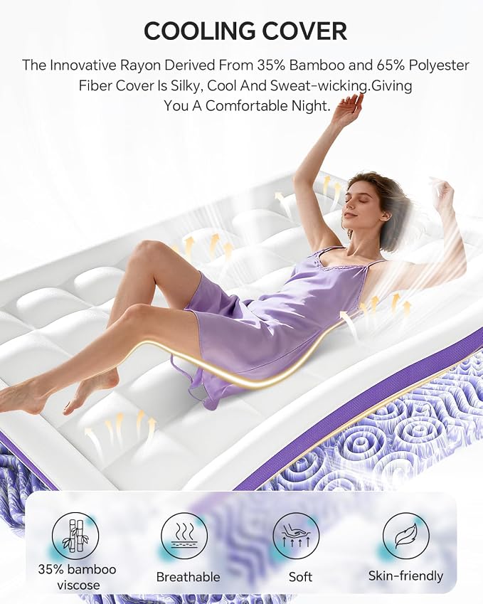ChiXpace Dual Layer 4 Inch Memory Foam Mattress Topper Full | 2 Inch Gel Memory Foam and 2 Inch Pillow Top Mattress Pad Cover, 7-Zone Egg Crate & 2-in-1 Design (White)