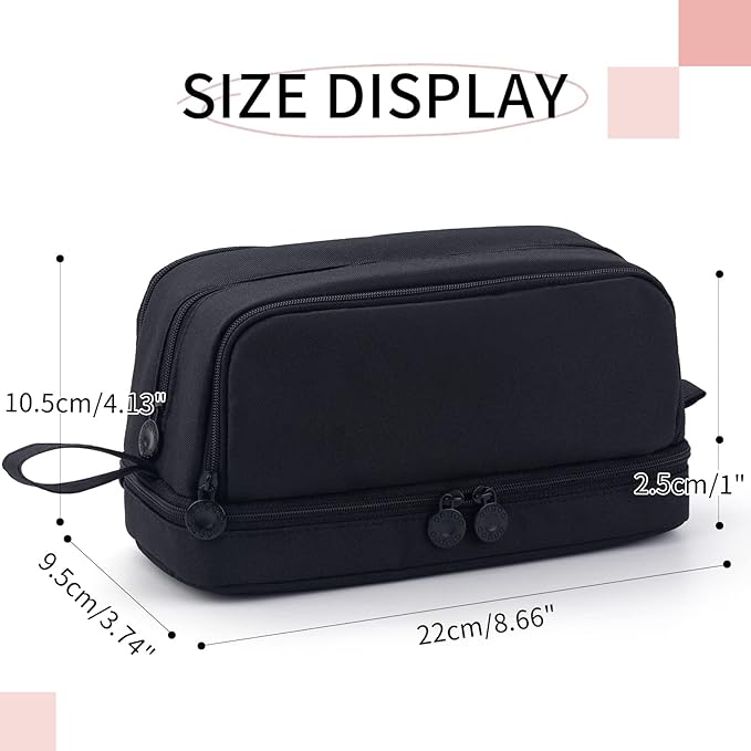 CICIMELON Large Capacity Pen Pencil Case with 4 Compartments, Multi-Slot Pencil Pouch Bag Aesthetic School Supplies Organizer for Teens Adults (Black)