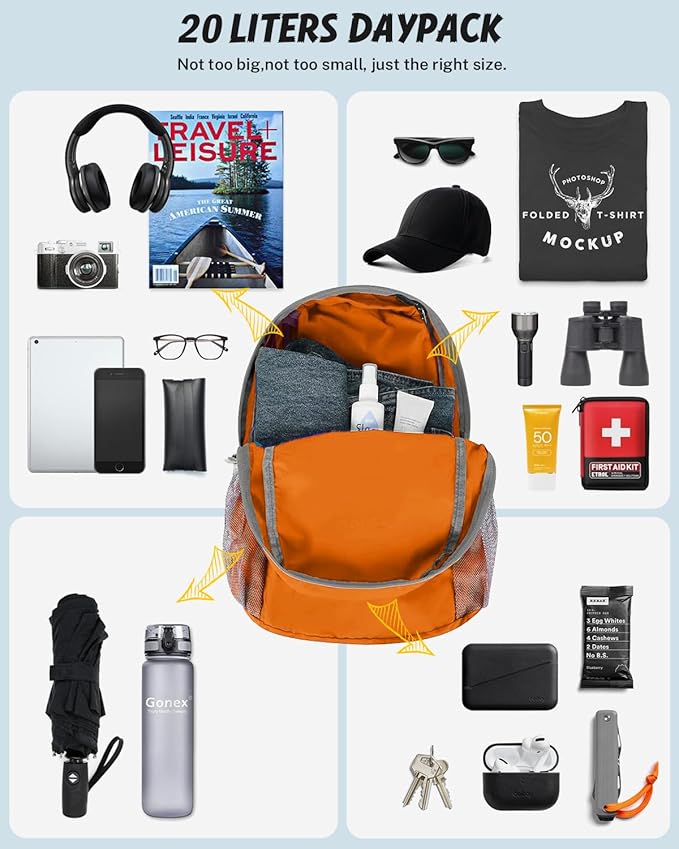 Gonex Ultra Lightweight Packable Backpack Daypack Handy Foldable Camping Outdoor Travel Cycling Backpacking