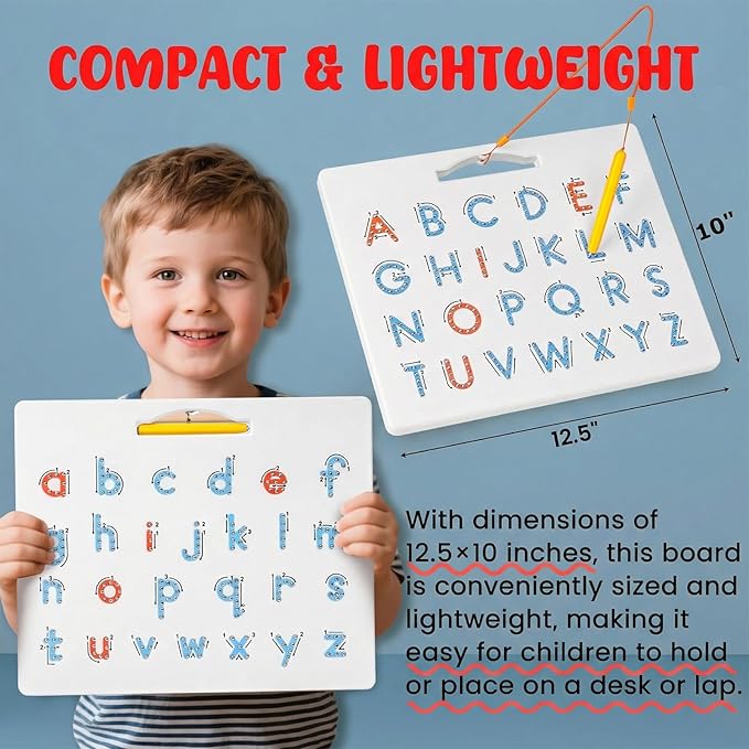 LovesTown Magnetic Alphabet Tracing Board, Double Sided Magnetic Letter Board for Kids Preschool Educational Learning Toys for Toddlers