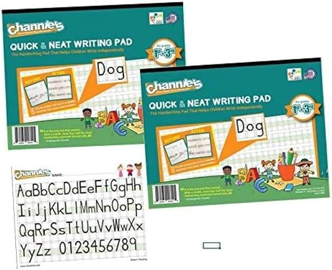 Channie's Visual Handwriting Workbooks 2 Pak! for 1st - 3rd grades 80 pages 8 x 11.5 Quick Improvement with visual guidance