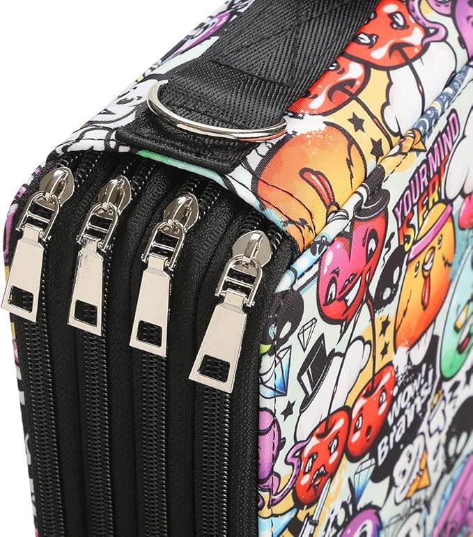 Portable Colored 384 Slots Pencil case Organizer with Printing Pattern for Watercolor Pens or Markers, Pencil Case Organizer for Artist