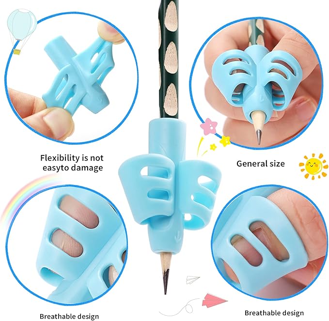 KIGEAPUEL 20 Pcs Pencil Grips for Kids Handwriting Ergonomic Training Pencil Holder Writing Tool for Toddlers, Preschoolers, Children Special Needs Colorful School Supplies(2 Fingers)