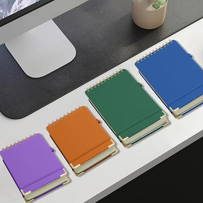 300 Pages Top Spiral Notebook 6x9 Leather Steno Pad Hardcover Steno Notebooks Top Spiral for Work Steno NotePad, 100 GSM Thick Paper, Left Handed Notebooks for Office College School,Green