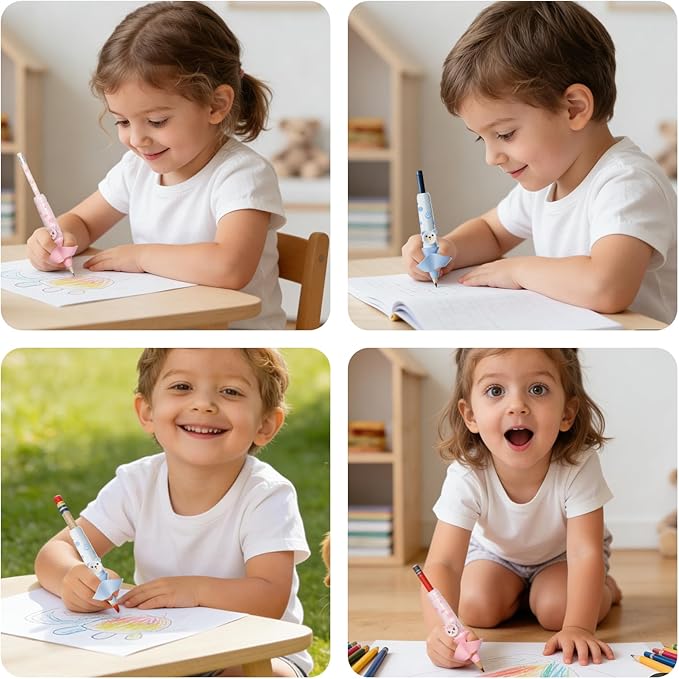Pencil Grips for Kids Handwriting Smart Pressure‑Controlled Pencil Holder Gripper Posture Correction & Ergonomic Writing Tools Preschool Kindergarten Classroom & Homeschool Supplies (Pink)