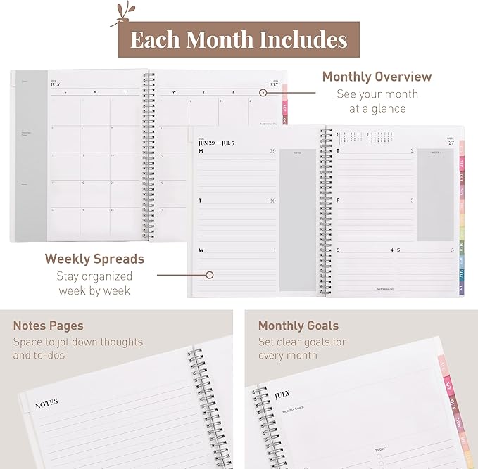Rileys Academic Planner 2026-2027, Daily, Weekly & Monthly Planner, July 2026 - June 2027, Student Notes Pages, Twin-Wire Binding, Weekly Agenda for School & Work (8.5 x 11-Inches, Geographic, Black)