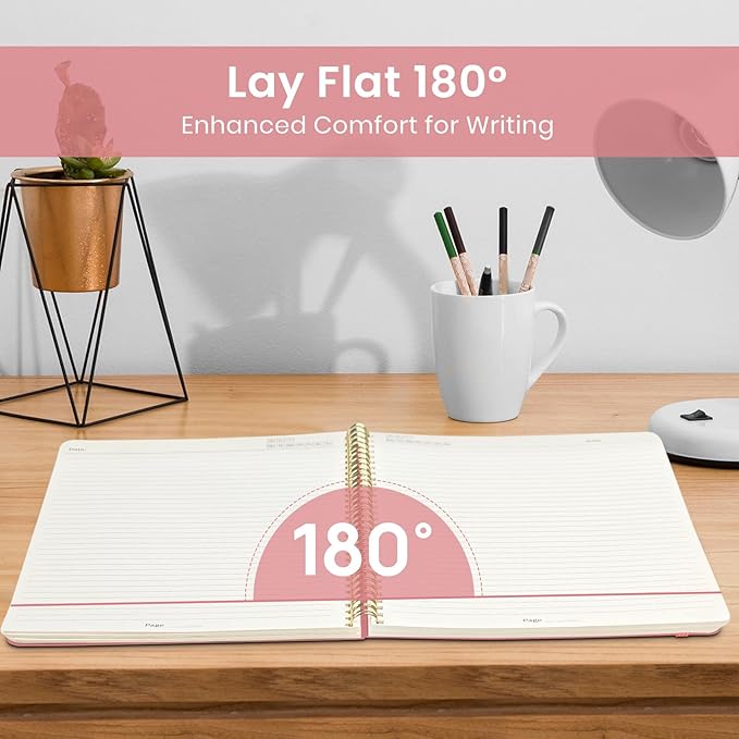 Taja Large Spiral Lined Journal for Women, 8.5" x 11" Notebooks for Work Collge Ruled, A4 Aesthetic Cute Journaling Notebooks for Writing, Plastic Cover, Pastel Garden