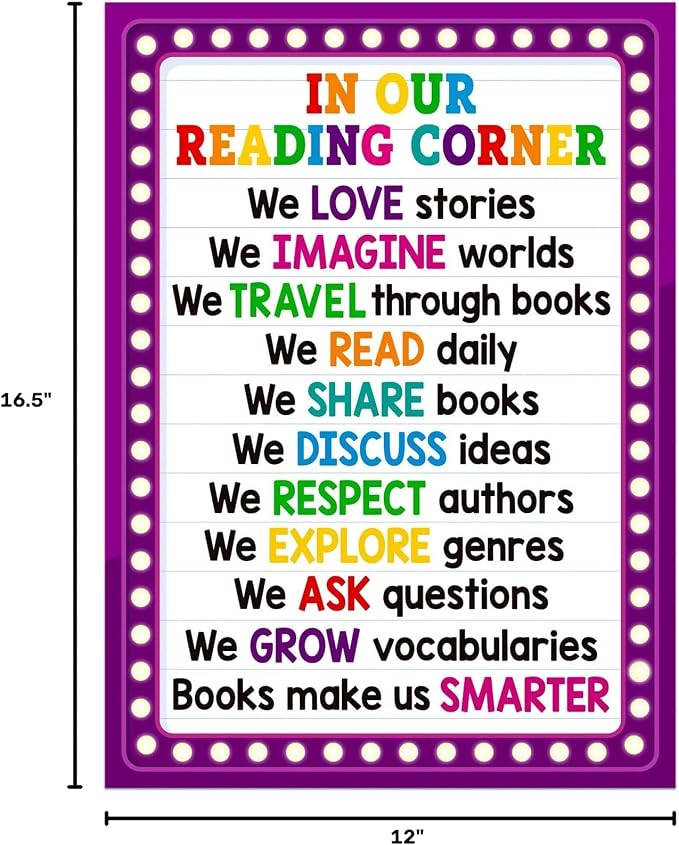 FaCraft Reading Posters for Classroom - Educational Poster Colorful Classroom Decorations for Elementary Motivational Reading Corner Bulletin Board Set for Preschool Kindergarten Homeschool Wall Decor
